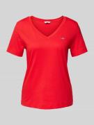 Gant Regular Fit T-Shirt mit Label-Stitching in Rot, Größe S
