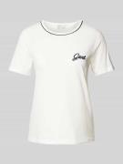 Gant T-Shirt mit geripptem Rundhalsausschnitt in Offwhite, Größe M