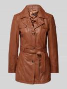 Cabrini Lederjacke mit Bindegürtel in Cognac, Größe 44