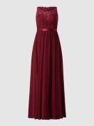 Luxuar Abendkleid aus Spitze und Chiffon in Bordeaux, Größe 34