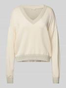 LIU JO SPORT Oversized Strickpullover mit gerippten Abschlüssen in Off...