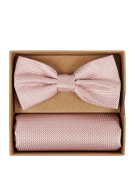 Prince Bowtie Fliege und Einstecktuch im Set mit Webmuster in Rose, Gr...