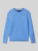 Polo Ralph Lauren Teens Strickpullover mit Zopfmuster in Blau, Größe L