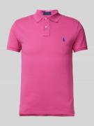 Polo Ralph Lauren Slim Fit Poloshirt mit Label-Stitching in Pink, Größ...