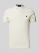 Polo Ralph Lauren Slim Fit Poloshirt mit Label-Stitching in Offwhite, ...