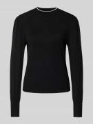 Zero Regular Fit Strickpullover aus Viskose-Mix mit Stehkragen in Blac...