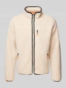 Superdry Fleecejacke mit Label-Stitching in Beige, Größe XXL