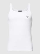 Emporio Armani Top mit Logo-Stitching in Weiss, Größe L