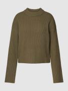 Jake*s Casual Strickpullover mit Rundhalsausschnitt in Khaki, Größe L