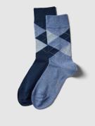 camano Socken mit Karomuster im 2er-Pack in Blau, Größe 39-42