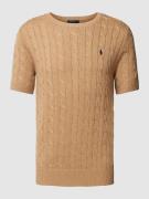 Polo Ralph Lauren Strickshirt mit Zopfmuster in Camel, Größe XXL