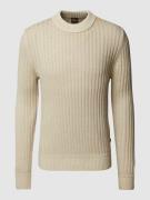 BOSS Orange Strickpullover in Melange-Optik Modell 'Kriben' in Beige, ...