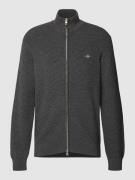Gant Strickjacke mit Zweiwege-Reißverschluss in Anthrazit, Größe XXXL