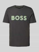 BOSS Green T-Shirt mit Label-Print in Anthrazit, Größe L