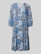 Montego Knielanges Tunikakleid mit Allover-Muster in Blau, Größe 36