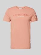 Lindbergh T-Shirt mit Label-Print Modell 'Copenhagen' in Rosa, Größe L