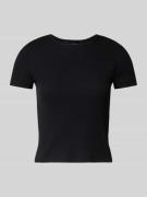 Vero Moda T-Shirt in Ripp-Optik Modell 'CHLOE' in Black, Größe L