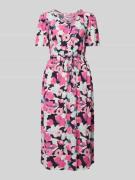 Tom Tailor Midikleid mit Bindegürtel in Pink, Größe 40