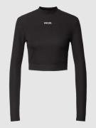 Karo Kauer Longsleeve mit Stehkragen in Black, Größe XL