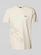 BOSS Green T-Shirt mit Label-Print in Beige, Größe XXL