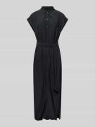 Oui Maxikleid mit Bindegürtel in BLACK, Größe 40
