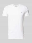 Gant Slim Fit T-Shirt mit Label-Stitching in Weiss, Größe L