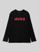 HUGO Longsleeve mit Label-Print in Black, Größe 152