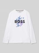 Boss Longsleeve mit Label-Print in Weiss, Größe 140