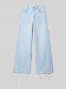 Mango Wide Leg Jeans im Destroyed-Look in Hellblau, Größe 122