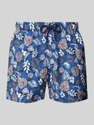 MCNEAL Regular Fit Badehose mit Allover-Muster in Marine, Größe S