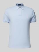 Polo Ralph Lauren Slim Fit Poloshirt mit Label-Stitching in Hellblau, ...