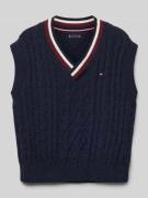 Tommy Hilfiger Teens Pullover mit V-Ausschnitt Modell "GLOBAL" in Mari...