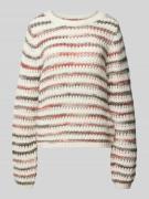 QS Strickpullover mit gerippten Abschlüssen in Weiss, Größe L