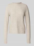 QS Strickpullover mit Stehkragen in Beige, Größe M