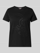 QS T-Shirt mit Label-Print in Black, Größe S