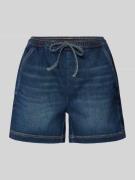 QS Flared Jeansshorts mit elastischem Bund in Marine, Größe 38