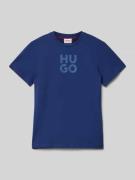 HUGO T-Shirt mit Runfdhalsausschnitt in Dunkelblau, Größe 140