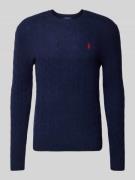 Polo Ralph Lauren Strickpullover mit Logo-Stitching in Marine, Größe M