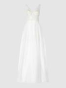 Luxuar Brautkleid mit Häkelspitze in Offwhite, Größe 40