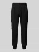 HUGO Tapered Fit Cargohose mit Strukturmuster Modell 'Glavin' in Black...