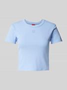 HUGO Cropped T-Shirt mit Label-Stitching Modell 'Delanor' in Hellblau,...