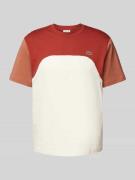 Lacoste T-Shirt mit Label-Stitching in Rostrot, Größe M