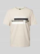 BOSS Green T-Shirt mit Label-Print in Beige, Größe XXL