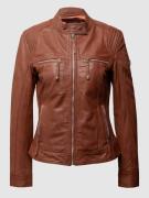 Cabrini Lederjacke im Biker-Look in Cognac, Größe 36