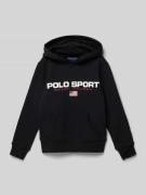 Polo Sport Hoodie mit Label-Print in Black, Größe M