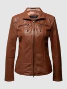 Cabrini Lederjacke mit Crinkle-Effekt in Cognac, Größe 38