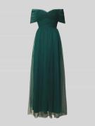 LACE & BEADS Abendkleid mit Carmen-Ausschnitt in Dunkelgruen, Größe M
