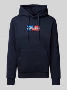 Jack & Jones Hoodie mit Label-Print Modell 'ECORP' in Marine, Größe M