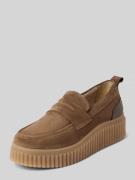 Marc O'Polo Slipper aus softem Velours-Rindsleder in Taupe, Größe 41