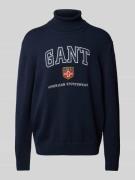 Gant Strickpullover mit Label-Stitching in Marine, Größe L